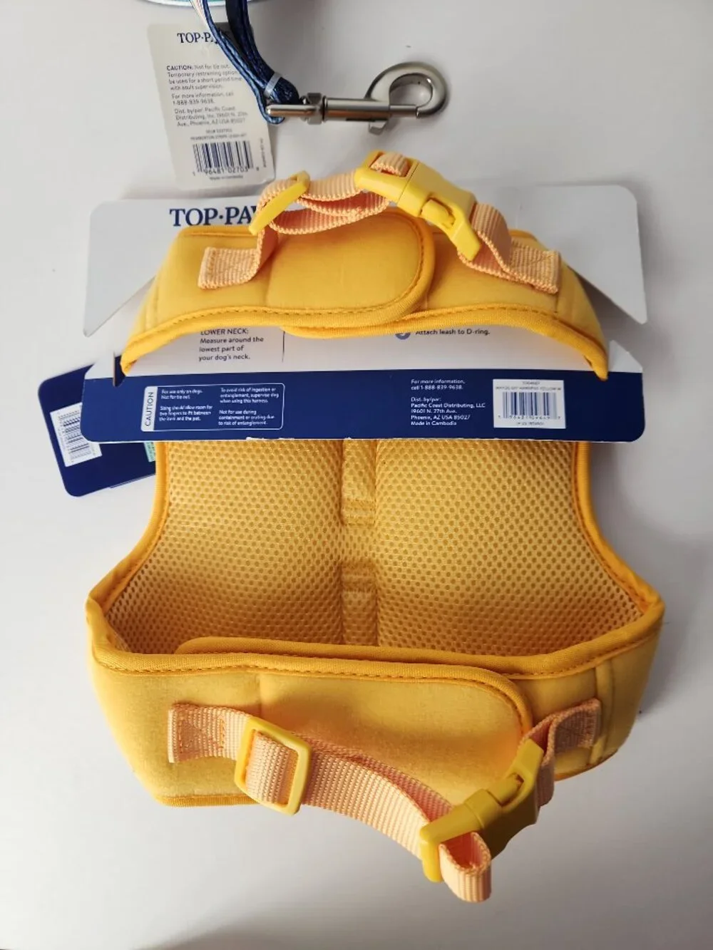 Customizable Dog Harness size M Yellow and Leash 4ft Rainbow Stripe Top Paw